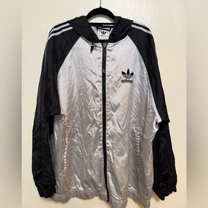 Adidas Vintage Super Rare Originals Jacket Windbreaker Glanz Cal Surf Silver